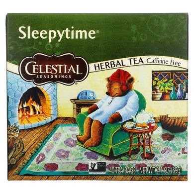 Трав'яний чай, Без кофеїну, Час для сну, Celestial Seasonings, 40 чайних пакетиків, 2 (58 г)