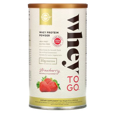 Сывороточный протеиновый порошок клубника Solgar (Whey Protein Powder Whey To Go) 4,535 кг купить в Киеве и Украине
