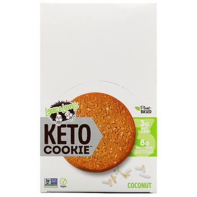 Печиво для кетодієти, зі смаком кокоса, Keto Cookies, Lenny,Larry's, 12 шт по 45 г (1,6 унції)