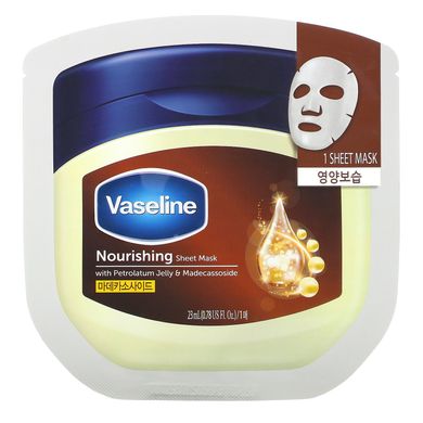 Поживна тканинна маска з петролатумним желе і мадекасозідом, Nourishing Sheet Mask with Petrolatum Jelly & Madecassoside, Vaseline, 1 маска, 23 мл