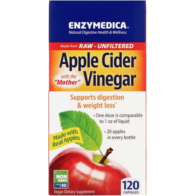 Яблучний оцет, Enzymedica, 120 капсул