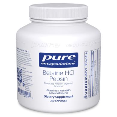 Бетаин HCL Пепсин Pure Encapsulations (Betaine HCL Pepsin) 250 капсул купить в Киеве и Украине