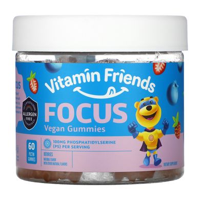 Just Focus, веганські жувальні цукерки, зі смаком ягід, Vitamin Friends, 60 пектинових жувальних цукерок