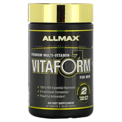 30-денний мультивітамінний комплекс для чоловіків, Premium Vitaform, Performance MultiVitamin, ALLMAX Nutrition, 60 таблеток