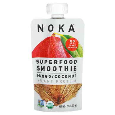 Noka, Смузі із суперпродуктів + ​​рослинний білок, манго, кокос, 4,22 унції (120 г)