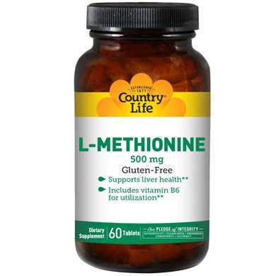 L-Метіонін Country Life (L-Methionine) 500 мг 60 таблеток