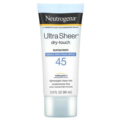 Ультратонкий, сухий на дотик сонцезахисний крем, фактор захисту від сонця SPF45, Neutrogena, 3 рі унц (88 мл)