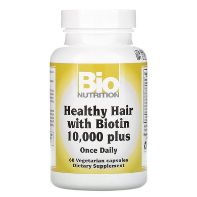Вітаміни для здоров'я волосся з біотіном 10,000 плюс, Bio Nutrition, 60 рослинних капсул