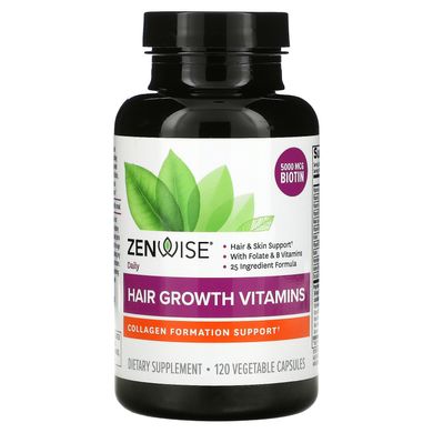 Вітаміни для росту волосся, для щоденного застосування, блокіратор ДГТ, Zenwise Health, 120 вегетаріанських капсул