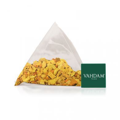 Трав'яний чай, куркума і імбир, без кофеїну, Vahdam Teas, 15 чайних пакетиків, 30 г (1,06 унції)