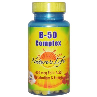 Комплекс витаминов В-50 Nature's Life (B-50 Complex) 100 таблеток купить в Киеве и Украине
