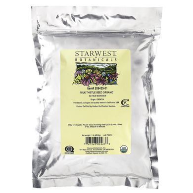 Цельные семена органической расторопши Starwest Botanicals 453.6 г купить в Киеве и Украине
