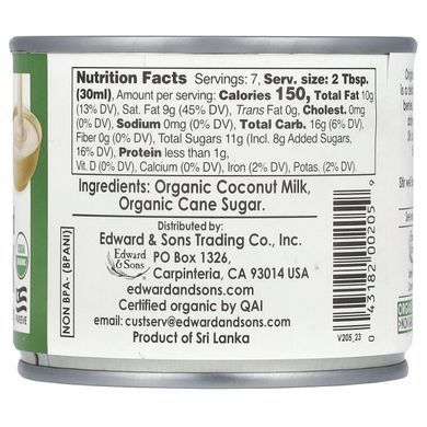 Edward & Sons, Let's Do Organic&reg;, Sweetened Condensed Coconut Milk, Original , 7.4 oz (210 g) купить в Киеве и Украине