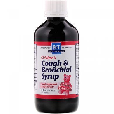 Childrens syrup of the highest quality for cough and bronchitis, cherry flavor, Boericke & Tafel, 8 fluid ounces.