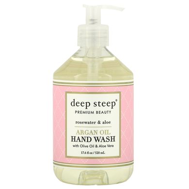 Мило для рук з аргановою олією Deep Steep (Argan Oil Hand Wash Rosewater and Aloe) 520 мл рожева вода і алое