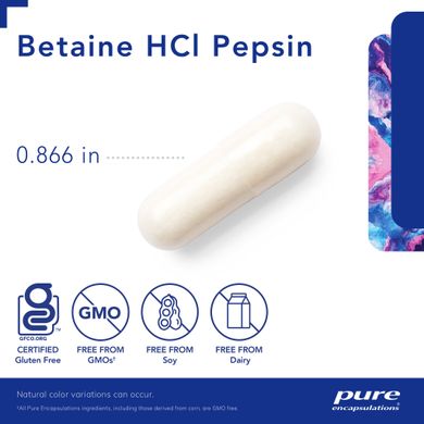 Бетаин HCL Пепсин Pure Encapsulations (Betaine HCL Pepsin) 250 капсул купить в Киеве и Украине
