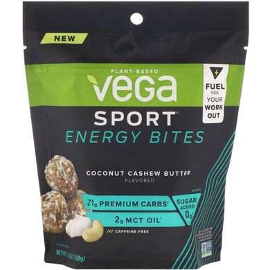 Sport, енергетичні бісквіти, з олією кокоса і кеш'ю, Vega, 160 г