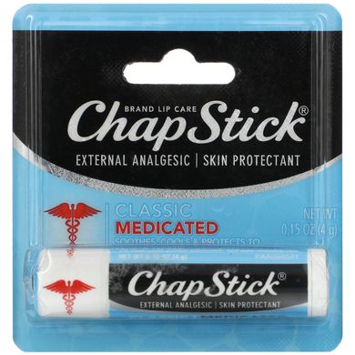 Захисний бальзам для губ класичний лікувальний Chapstick (Lip Care Skin Protectant Classic Medicated) 4 г