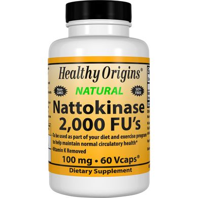 Наттокиназа, Nattokinase, Healthy Origins, 100 мг, 60 капсул купить в Киеве и Украине