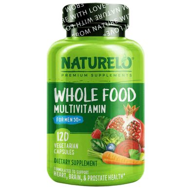 Мультивітаміни для чоловіків 50+, Whole Food Multivitamin for Men 50+, NATURELO, 120 вегетаріанських капсул