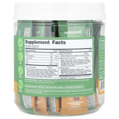 Nutricost, Organic Super Greens, Orange Sunrise, 20 Stick Packs, 0.4 oz (11 g) Each