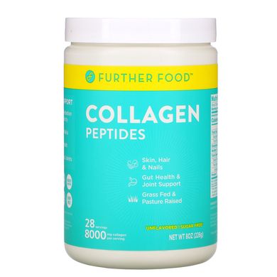 Порошок пептидів колагену, без ароматизаторів, Collagen Peptides Powder, Unflavored, Further Food, 226 г