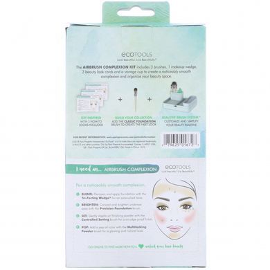 Набор Airbrush Complexion, EcoTools, 4 кисточки, 1 клин для макияжа, 1 стакан для хранения купить в Киеве и Украине