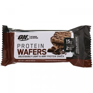 Протеїнові вафлі, шоколадний крем, Optimum Nutrition, 9 упаковок, по 1,48 унції (42 г) кожна