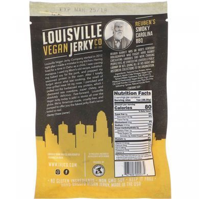 Каролинское барбекю с дымком от Реубена, Louisville Vegan Jerky Co, 3 унции (85,05 г) купить в Киеве и Украине