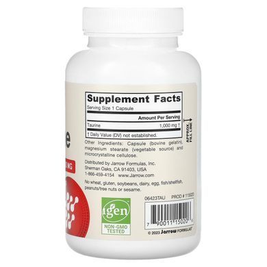 Taurine Jarrow Formulas (Taurine) 1000 mg 100 capsules