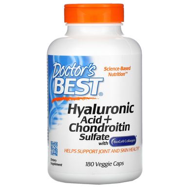 Гіалуронова кислота і хондроїтин сульфат Doctor's Best (Hyaluronic acid + Chondroitin sulfate) 50 мг / 100 мг 180 капсул