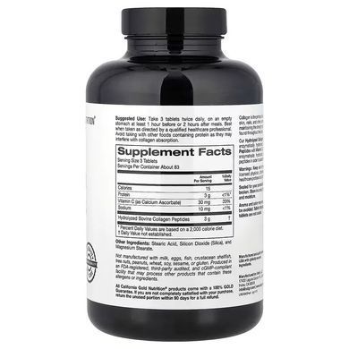 Гидролизованные коллагеновые пептиды + витамин С тип 1 и 3 California Gold Nutrition (Hydrolyzed Collagen Peptides + Vitamin C Type I & III) 6000 мг 250 таблеток купить в Киеве и Украине