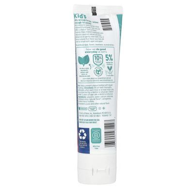Натуральна дитяча зубна паста, без фтору, з полуницею, Natural Children's Toothpaste, Fluoride-Free, Silly Strawberry, Tom's of Maine, 144 г