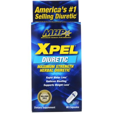 Xpel, трав'яний діуретик максимальної ефективності, Maximum Human Performance, LLC, 80 капсул