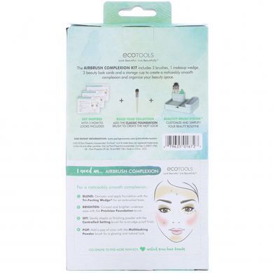 Набор Airbrush Complexion, EcoTools, 4 кисточки, 1 клин для макияжа, 1 стакан для хранения купить в Киеве и Украине
