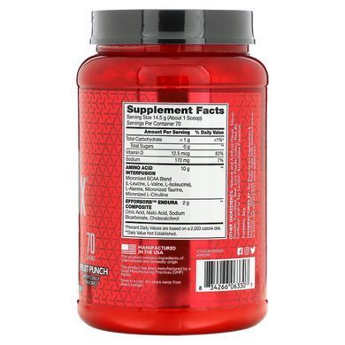 Аминокислотный комплекс BCAA BSN (AminoX BCAA Formula) 1,01 кг без кофеина фруктовый пунш купить в Киеве и Украине