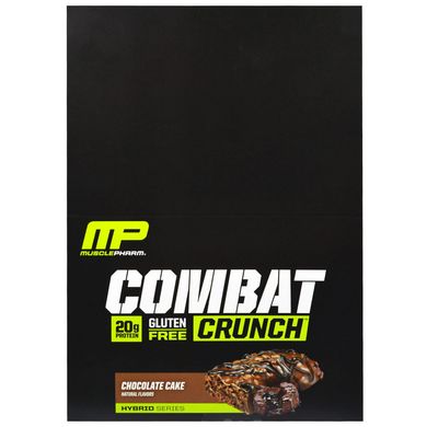 Гібридні серії, Combat Crunch, Шоколадний торт, MusclePharm, 12 барів, 2,22 унції (63 г) Кожен