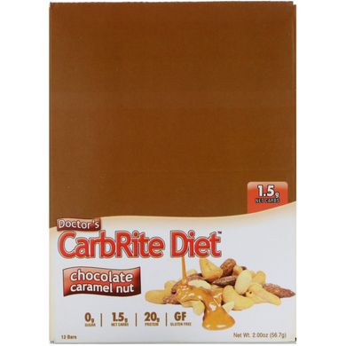 Дієтичні батончики шоколад карамель горіх Universal Nutrition (CarbRite Diet Bars) 12 шт. по 56.7 г