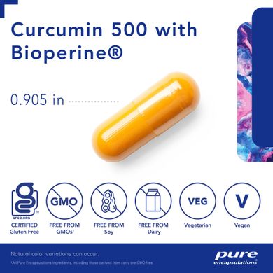 Куркумін 500 з біоперином Pure Encapsulations (Curcumin 500 with Bioperine) 60 капсул