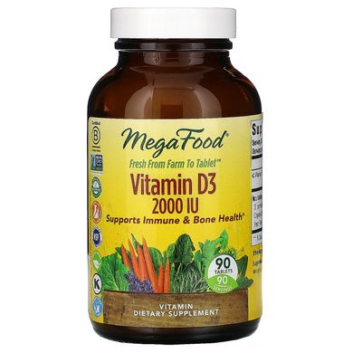 Витамин D3 MegaFood (Vitamin D3) 2000 МЕ 90 таблеток купить в Киеве и Украине