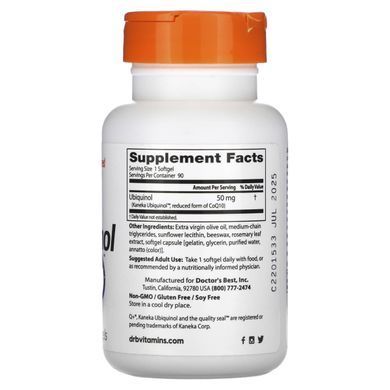 Ubiquinol, Ubiquinol with Kaneka QH, Doctors Best, 50 mg, 90 softgels