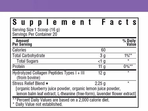 Колаген смак чорниці і лаванди Bluebonnet Nutrition (Collagen Refreshers ZEN Type I & III) 320 г