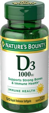Витамин D-3, Nature's Bounty, 1000 МЕ, 25 мг, 120 капсул купить в Киеве и Украине