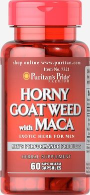 Роговий козячий з макой, Horny Goat Weed with Maca, Puritan's Pride, 500 мг / 75 мг, 60 капсул