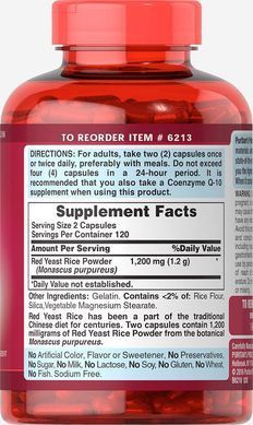 Red Yeast Rice Puritans Pride 600 mg 240 capsules