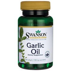 Часникова олія, Garlic Oil, Swanson, Equivalent to 500 мг, 250 капсул