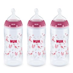 Пляшка з відмінною соскою, від 0 місяців, середня, серця, NUK, 3 пляшки з широким горлом, 300 мл (10 унцій) кожна