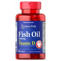 Рыбий жир с витамином D, Fish Oil with Vitamin D, Puritan's Pride, 1000мг, 60 капсул купить в Киеве и Украине