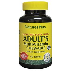 Мультивітаміни для дорослих, смак ягід, Adult's Multi-Vitamin Exotic Red Fruits, Natures Plus, 60 жувальних таблеток