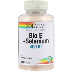 Вітамін Е з селеном, Bio E + Selenium, Solaray, 400 МО, 120 капсул